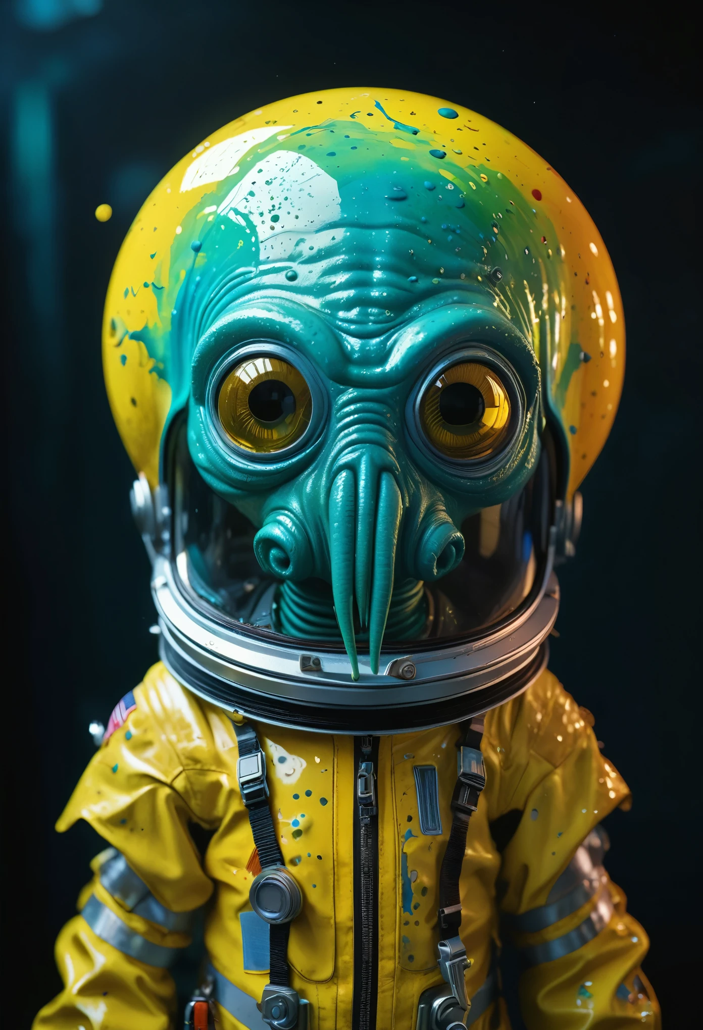 8K, ARTISTIC photogrAphy, best quAlity, mAsterpiece: 1.2), A (potrAit:1.2) Don Bluth Style ASTRONAUT Cthulhu yellow Toon Doll, full body RAW candid cinema, cyan hair, 16mm, color graded portra 400 film, remarkable color, ultra realistic, sad admosphere, dark lighting, oppressive atmosphere, depressive colors, kodak portra 400, photograph,r, Natural Light, Pinhead lighgts, blur reflection, Brush Strokes, Smooth, abstract, Splatter, Oil On Canvas, rainbow colors, fractal isometrics details bioluminescens : a stunning realistic photograph of wet bone structure, 3d render, octane render, intricately detailed, titanium decorative headdress, cinematic, trending on artstation | Isometric | Centered