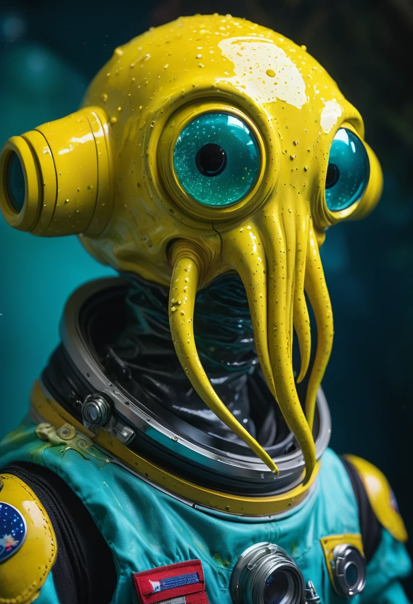 8K, ARTISTIC photogrAphy, best quAlity, mAsterpiece: 1.2), A (potrAit:1.2) Don Bluth Style  ASTRONAUT Cthulhu yellow Toon Doll, full body RAW candid cinema, cyan hair, 16mm, color graded portra 400 film, remarkable color, ultra realistic, sad admosphere, dark lighting, oppressive atmosphere, depressive colors, kodak portra 400, photograph,r, Natural Light,  Pinhead lighgts, blur reflection, Brush Strokes, Smooth, abstract, Splatter, Oil On Canvas, rainbow colors, fractal isometrics details bioluminescens : a stunning realistic photograph of wet bone structure, 3d render, octane render, intricately detailed, titanium decorative headdress, cinematic, trending on artstation | Isometric | Centered