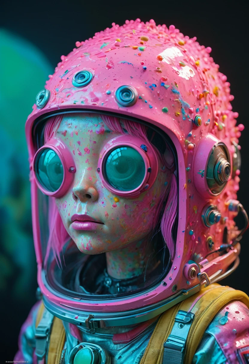 8K, ARTISTIC photogrAphy, best quAlity, mAsterpiece: 1.2), A (potrAit:1.2) Don Bluth Style  ASTRONAUT Cthulhu pink Toon Doll, full body RAW candid cinema, cyan hair, 16mm, color graded portra 400 film, remarkable color, ultra realistic, sad admosphere, dark lighting, oppressive atmosphere, depressive colors, kodak portra 400, photograph,r, Natural Light,  Pinhead lighgts, blur reflection, Brush Strokes, Smooth, abstract, Splatter, Oil On Canvas, rainbow colors, fractal isometrics details bioluminescens : a stunning realistic photograph of wet bone structure, 3d render, octane render, intricately detailed, titanium decorative headdress, cinematic, trending on artstation | Isometric | Centered