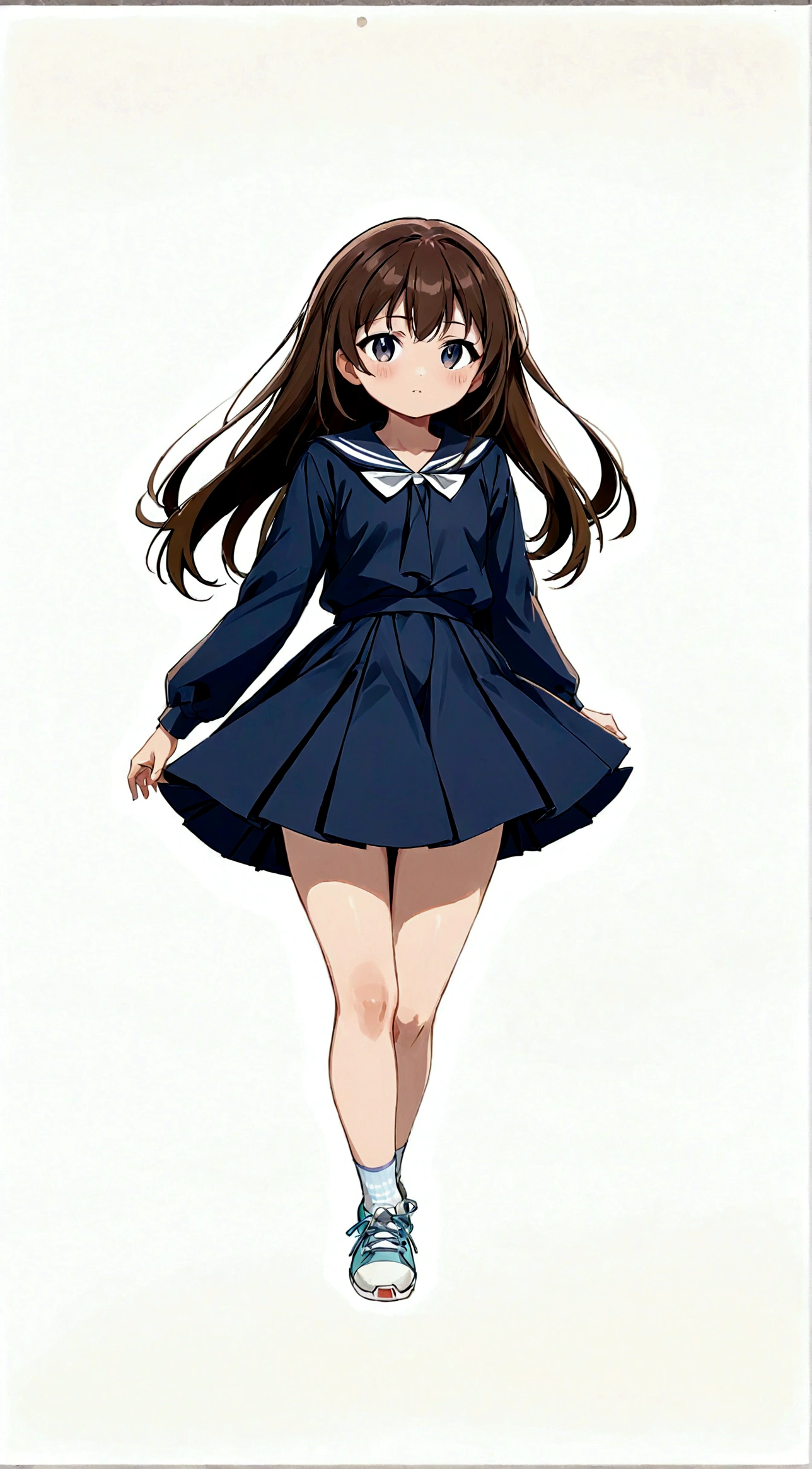 Low - Angle、Long skirt、強WindでHolding the flipping skirt with your hand、強WindでWhite cotton pantiesが見えている、:((Holding the flipping skirt with your hand))Low - Angle8Kで、highest quality、masterpiece、Ultra-detailed、Ultra-high resolution、Anime Style、1. High school girl、強Wind、((Holding the flipping skirt with your hand))、(impatient)White cotton panties:1.5), (Wind:1.25), (highest quality:1.0), (masterpiece:1.0), (Ultra-fine illustrations:1.0), ネイビーブルーのLong skirt、
、Lined、