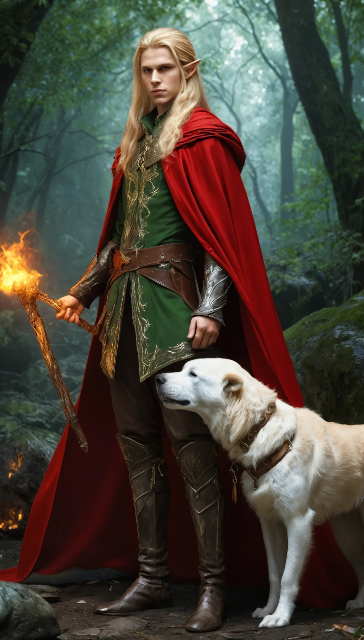 This male rager, elf race , long blond hair, lets you convince a beast that you mean no harm. choose a staff that you can see within range. red cape, envelhecido plate, she must see and hear you. if the beast's intelligence is 4 or higher, a magia falha. otherwise, the beast must succeed on a wisdom saving throw or be charmed by you for the spell's duration. if you or one of your companions harm the target, a magia termina.