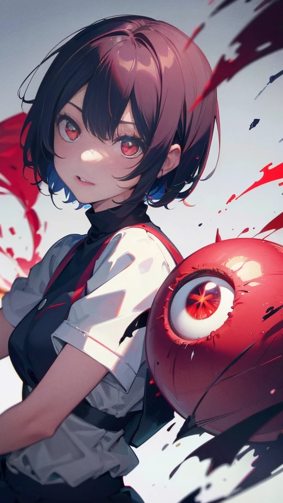 A short bob-haired, red-eyed