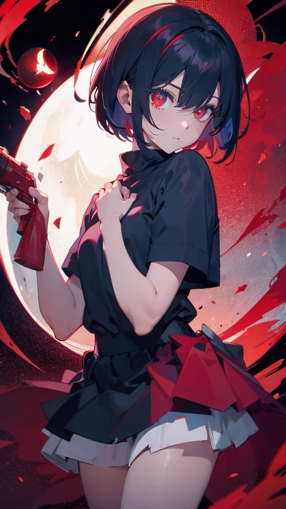 A short bob-haired, red-eyed