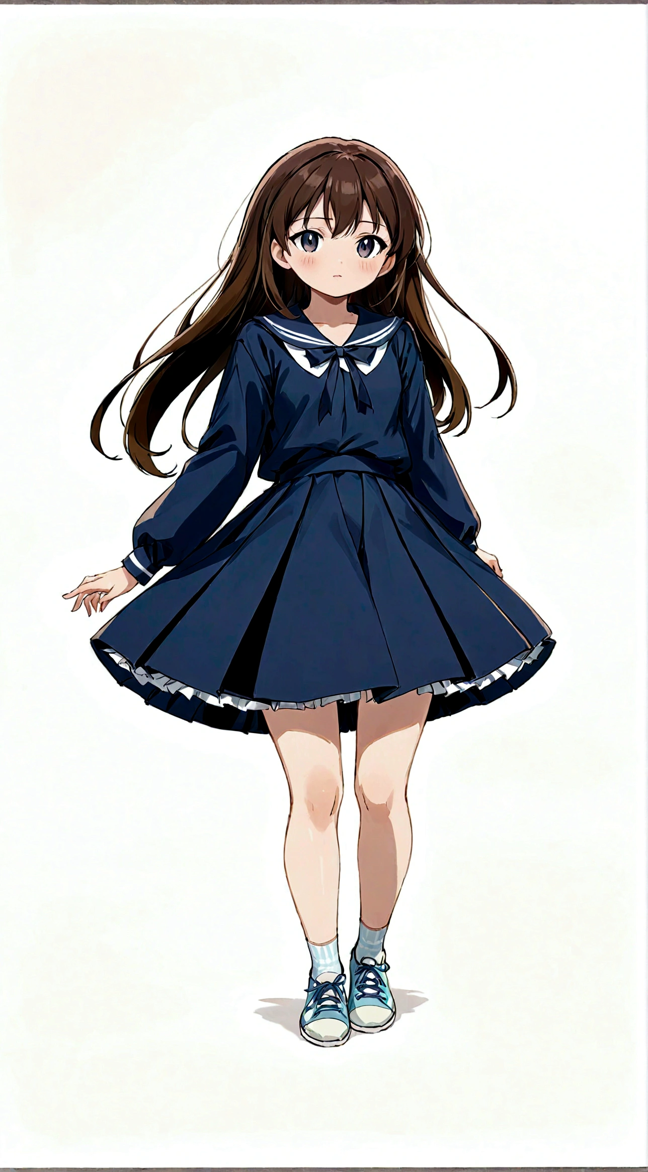 Low - Angle、Long skirt、強WindでHolding the flipping skirt with your hand、強WindでWhite cotton pantiesが見えている、:((Holding the flipping skirt with your hand))Low - Angle8Kで、highest quality、masterpiece、Ultra-detailed、Ultra-high resolution、Anime Style、1. High school girl、強Wind、((Holding the flipping skirt with your hand))、(impatient)White cotton panties:1.5), (Wind:1.25), (highest quality:1.0), (masterpiece:1.0), (Ultra-fine illustrations:1.0), ネイビーブルーのLong skirt、
、Lined、