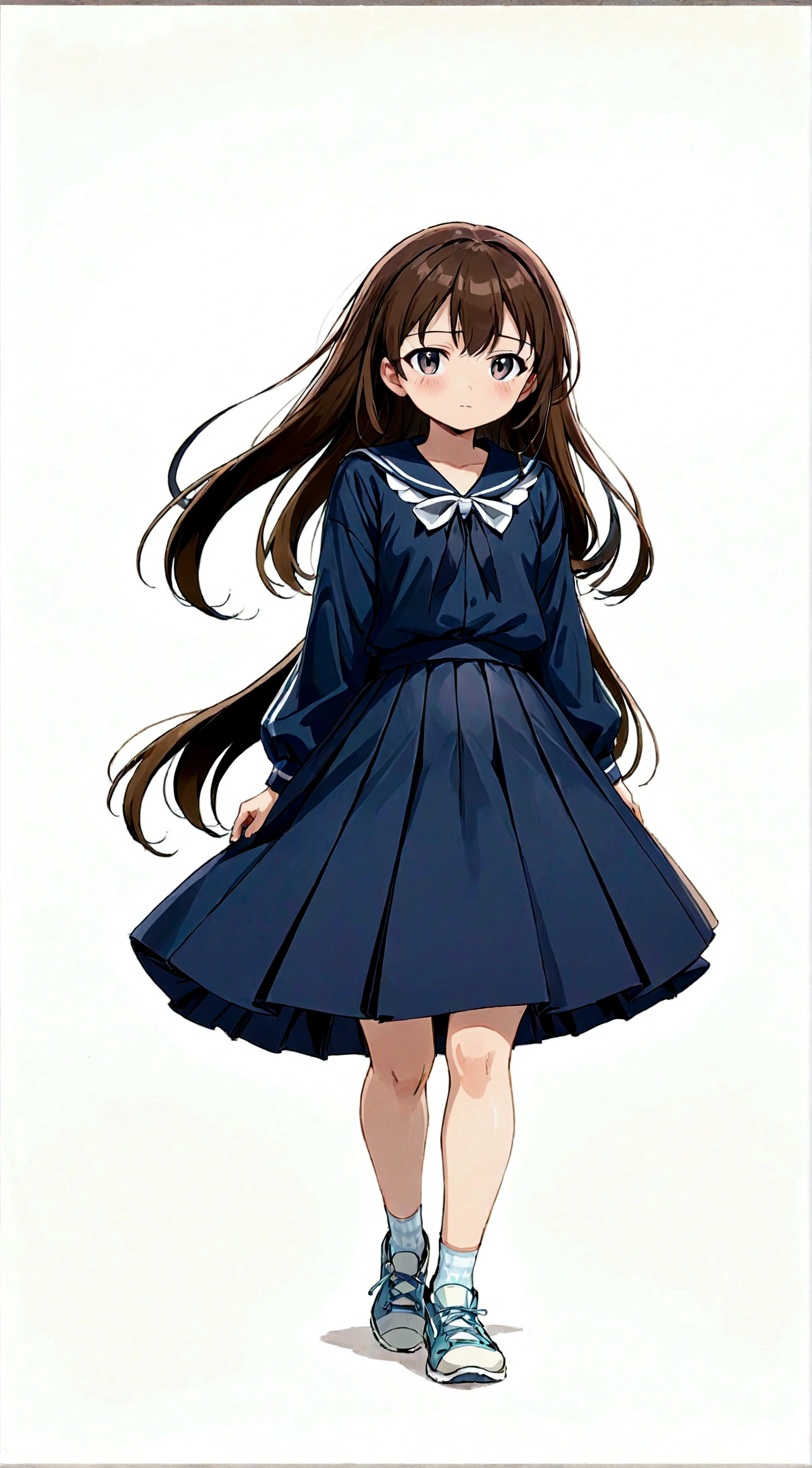 Low - Angle、Long skirt、強WindでHolding the flipping skirt with your hand、強WindでWhite cotton pantiesが見えている、:((Holding the flipping skirt with your hand))Low - Angle8Kで、highest quality、masterpiece、Ultra-detailed、Ultra-high resolution、Anime Style、1. High school girl、強Wind、((Holding the flipping skirt with your hand))、(impatient)White cotton panties:1.5), (Wind:1.25), (highest quality:1.0), (masterpiece:1.0), (Ultra-fine illustrations:1.0), ネイビーブルーのLong skirt、
、Lined、
