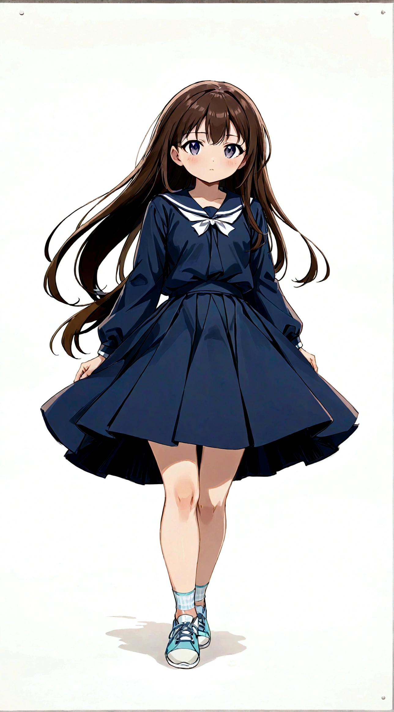 Low - Angle、Long skirt、強WindでHolding the flipping skirt with your hand、強WindでWhite cotton pantiesが見えている、:((Holding the flipping skirt with your hand))Low - Angle8Kで、highest quality、masterpiece、Ultra-detailed、Ultra-high resolution、Anime Style、1. High school girl、強Wind、((Holding the flipping skirt with your hand))、(impatient)White cotton panties:1.5), (Wind:1.25), (highest quality:1.0), (masterpiece:1.0), (Ultra-fine illustrations:1.0), ネイビーブルーのLong skirt、
、Lined、