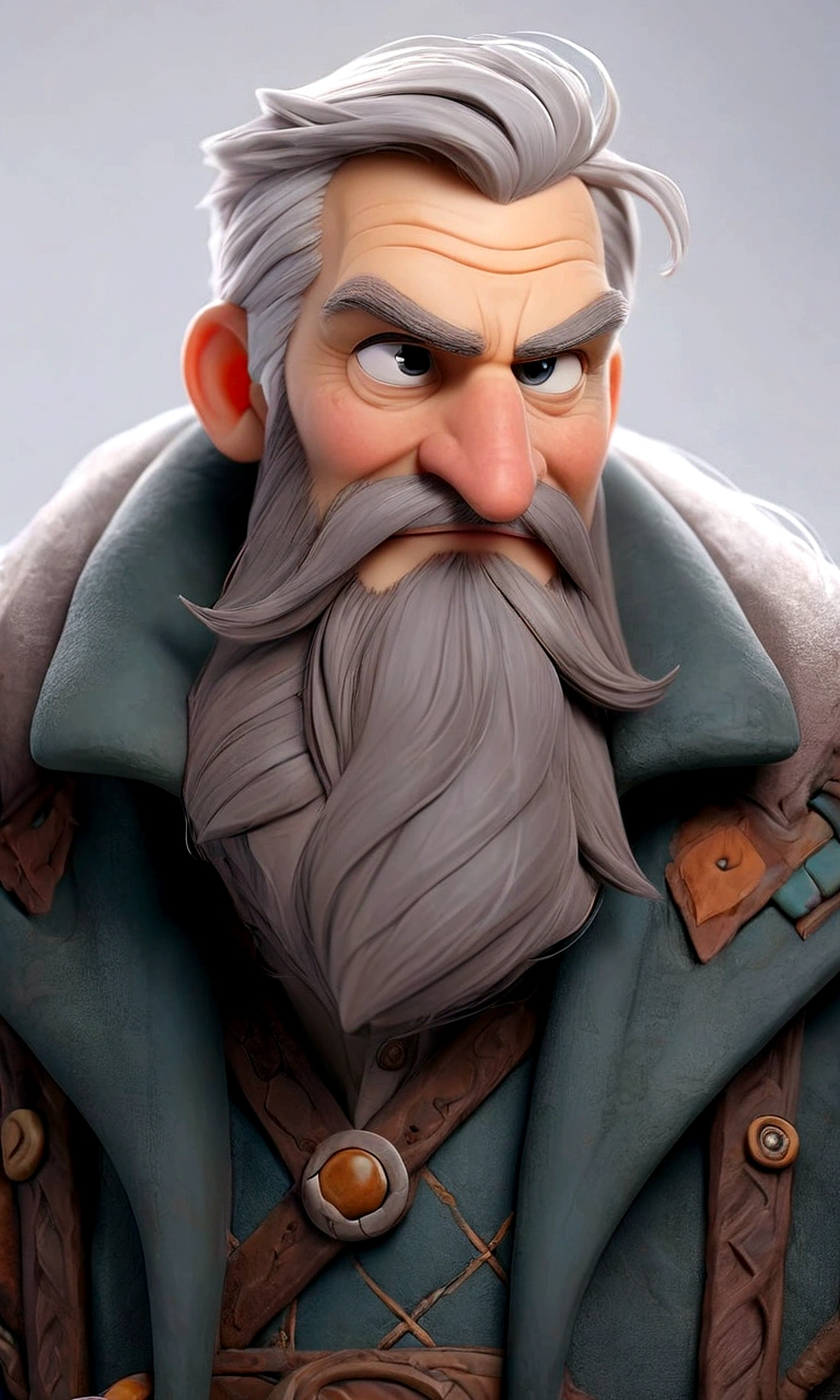 cheerful man, fair skin with beard and light almost gray hair