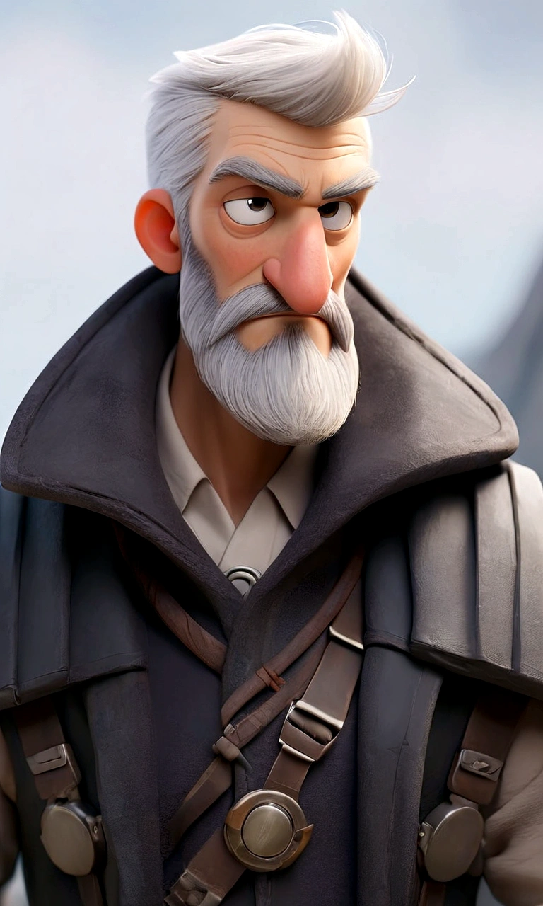 cheerful man, fair skin with beard and light almost gray hair