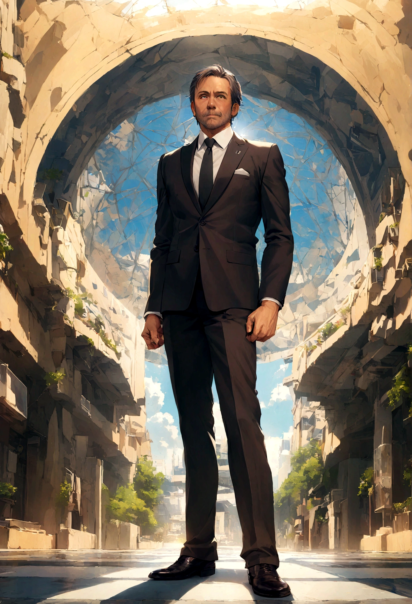 attractive 40 year old man in Hugo boss business suit, full body shot