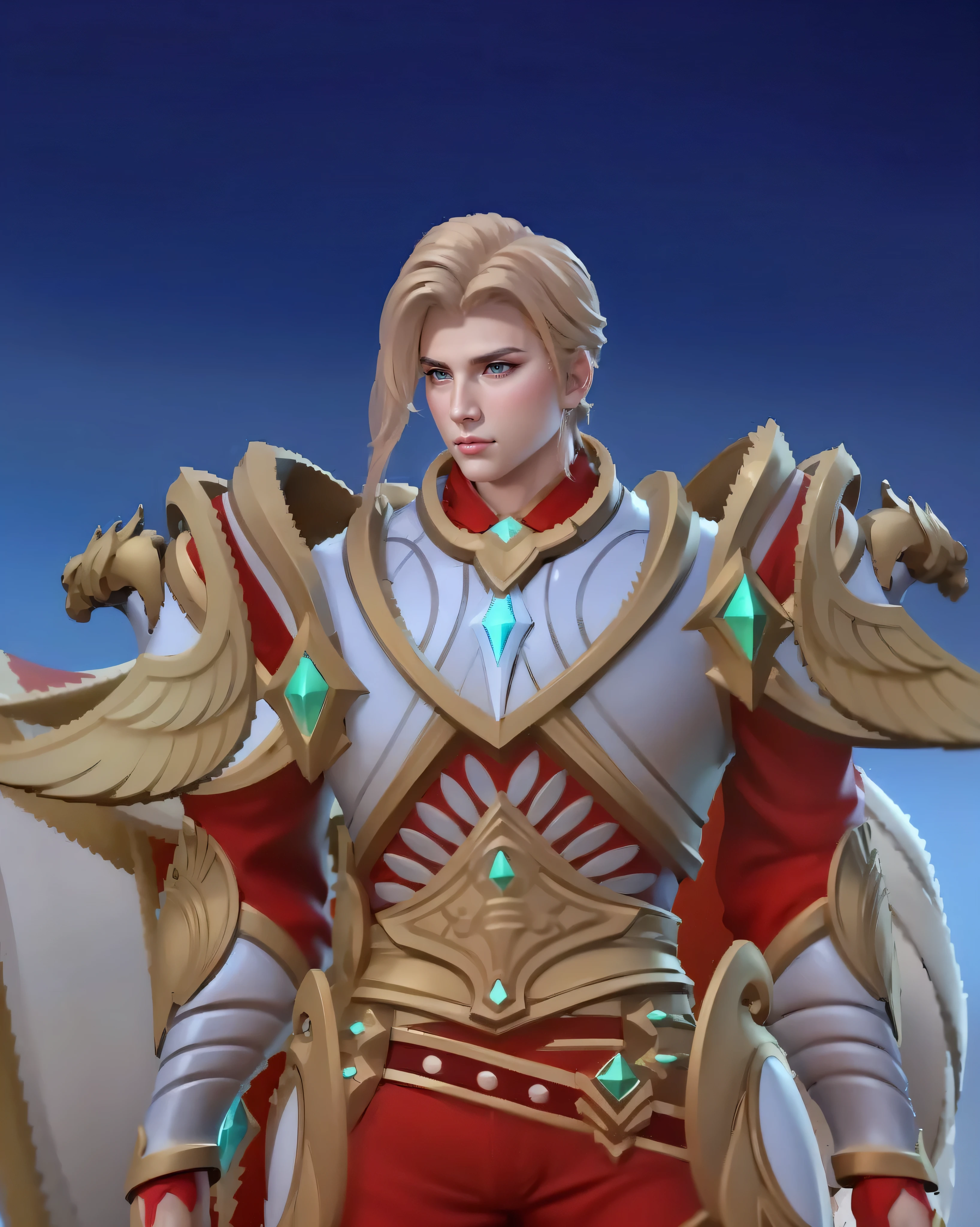 Masterpiece style, handsome boy, cool boy, (detailed face 8k) (detailed hair 8k) (detailed clothes 8k) blue cloak, blonde hair, 8K, HDR sharpen.