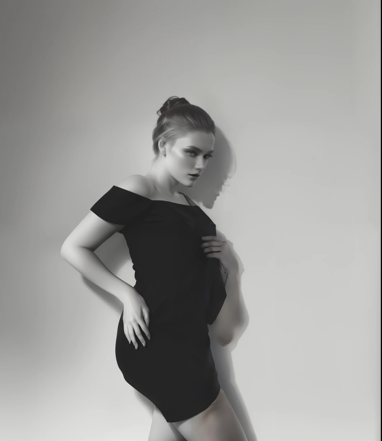 беременная photoshoot, in a black dress, Shadows, world, Glare, photoshoot, fashion model, Glare, Studio