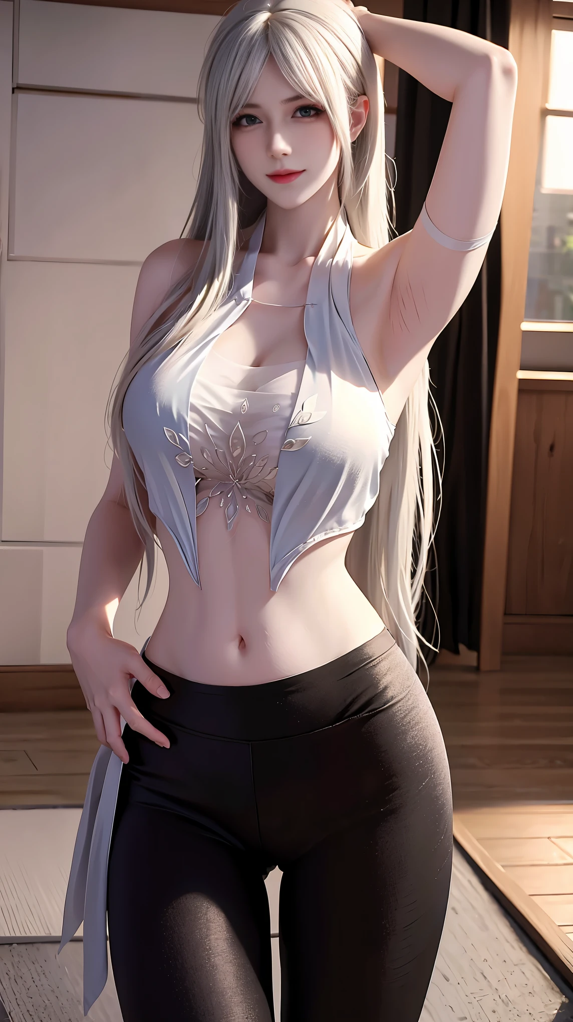 a white hair、Close-up of miss wearing white mask, Beautiful character painting, guweiz, Gurwitz-style artwork, White-haired god, author：Yang Jie, Epic and beautiful character art, Stunning character art, author：Fan Qi, by Wuzhun Shifan, pixiv Art Street Guviz, Single ponytail, insult, High Ponytail, Tall and big, Long legs, (sleeveless lace shirt), (shorts), (Striped )), ((Striped )), Walk, elegant, dignified, miss, Beautiful curves, sweet smile, Strong sense of detail and layering, color丰富绚丽, Has a unique texture, rich and colorful, color, vivid, Design Art, 16K, Super detailed, {{illustration}}, {Extremely refined}, {Exquisite surface treatment}, Super detailed, Delicate and shining eyes, {{Light}}, 极致Light效果, Model: realism, CFG size: 12, Laura: Bright texture (1.35), high quality, masterpiece, Exquisite facial features, Delicate hair depiction, Detailed depiction of the eyes, masterpiece, best quality, Light線追蹤, Extremely detailed CG unified 8k wallpaper, masterpiece, best quality, (1 girl), 完美miss身材, (((Skinny white T-shirt))), beautiful eyes, (Delicate face), short black hair, Tie your hair up, Light blue hairpin, Black silk frame glasses, in class, (White skin), (Optimal Lighting), (Super intricate details), 4k unity, (Super detailed CG), Showing off her white legs, , Hot Pants, shorts,性感Long legs, Thin waist, Sweat flows down my waist, Showing belly, Extremely detailed depiction, Pink Hair, Asymmetrical bangs, Transparent clothes, Hands on thighs, 把目Light移開, 8k resolution, Raise an eyebrow, shiny hair, Flower head, Wristbands, bandage，Leather sexy pose, simple grey background, Crawl to the audience, kitten pose, On all fours,nude,National Foundation,underwear,(masterpiece, best quality:1.4), (Modern), 1 girl, solitary, leave, SFW, Great girlfriend, (Permanent installation:1.1), Dynamic poses,  (Tight yoga pants, Dark gray yoga pants:1.4),Long blond hair, Sweep bangs, Heart-Shaped Face, elegant面容, Pretty Face, The face is rich in detail, Extremely delicate skin, skin pores, Subsurface scattering, (Detailed blue eyes), actual pupils, Large Breasts, Smile full of love, looking at the audience, Full flush, Full lips, Put your hands behind your back，City Streets, 阳Light, Wind, Detailed background, Depth of Field, Atmospheric perspective, Volumetric Lighting, Be focused, ridiculous, actual proportions, Good anatomy, (actual, hyperactual:1.4), 16k high dynamic range,
