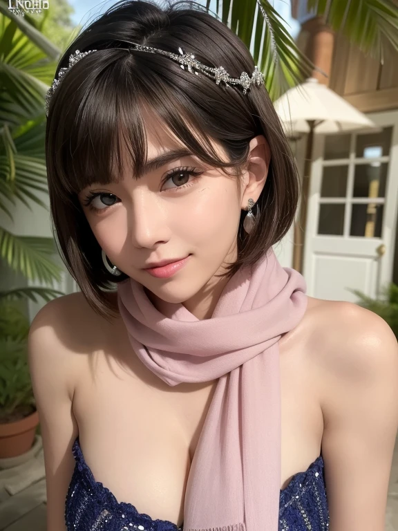 (Slim shoulder strap only, Ultra low cut tops)( Very close view ) Face view , See-through clothing (((Outdoor Paradise)))(cover your chest with your hands ,topless)，Flower head ornament, Petals flying in the sky ，With a slightly pouty face，The back exposes the buttocks，The transformation is revealed，Naked Women，Lift your butt，Hands and feet apart，Camel Toe,(Crystal colorful lights),(Turkish Moroccan colored mosaic chandelier)，Princess Tiara for Adults，Soft Clouds，((|Cover with a scarf))
（（masterpiece））,（Realistically：1.2）,最high quality,high quality,Absurd,Rich colors,Great art,最high quality, Super detailed,Beautiful details， Reflective Hair,Good lighting, Ray Tracing， Depth of written boundary,Super detailed,Awareness-raising,Amazing,Fine details,Very detailed， （（Super detailed））， （Beautiful and meticulous girl）， Beautiful detailsの輝き， Intricate details， High resolution， Very sophisticated and beautiful,Beautiful and fine details， High resolution， Round eyes, Detailed facial features,（Round pupils：1.4） （Awareness-raising）,（Beautiful and delicate eyes）（Highly detailed face））， Depth of written boundary,（Attractive face）(（smile：1.3）)， Smiling Lips， （View your viewers：1.1） Cleavage close-up， Wide Wide Shot， Side body， photograph， Obscene pose ， Moody Light， Sistine Phil Beldeff, smile，（（（masterpiece，最high quality，High resolution）））），Extremely detailed 8K，Beautiful girl with big boobs body，（Hyper HD，Super detailed，High detail，High Reality，Ultra-realistic，photographリアリズム）,（One girl：1.5）,（Realistic black hair），Short Curly Hair，Bob cuts his hair，（Dynamic posture），To the camera,浅いsmile,Open lips，bright青い目，Average chest size，
（Beautiful and elaborate face，Beautiful and delicate eyes），Sweat Legs,bright,（sunlight，sunlight）,（beautiful butt 0.5），Color backlight split, Cover your chest with just your hands，Exposing the hips，Earrings，Pink sexy thread,（(Striped underwear、Black openwork underwear、Sheer embroidered tulle underwear set,Gold bracelet，pink lace gloves)）Lace Pantyhose、Lace gloves、Wedding Scarf、Pearl Necklace,（topless）(Very small panties)[Place your hands behind your head ]Only the genitals are covered,Mole under the eye, ((Greyish blue hair，head bands，head band))，glittering crystal necklace