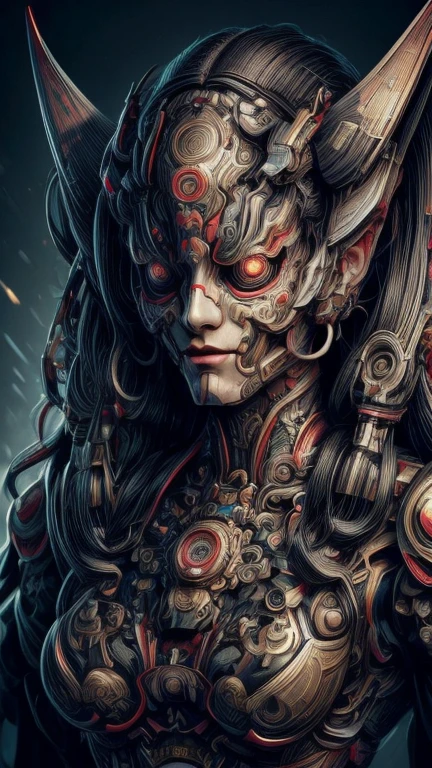 Science fiction, foto realista, cara de cerca, 1 mechanical girl, mechanical parts, cara mecanica, cara muy detallada, ojo mecanico, Some of the elements of the skin are mechanical., cyber, marioneta, geisha androide, vistiendo ropa tradicional japonesa y una sombrilla, elegant mix of japanese woman and mechanical robot, japanese geisha androide, ropa tradicional de geisha, belleza mecanica geisha, peinado de geisha, Portrait of a mechanical geisha., mechanical parts, cara mecanica, manos mecanicas, visible mechanical element (cuerpo mecanico,brazos mecanicos :1.4), rostro primer plano disparo profundidad de campo, film grain, foto cruda