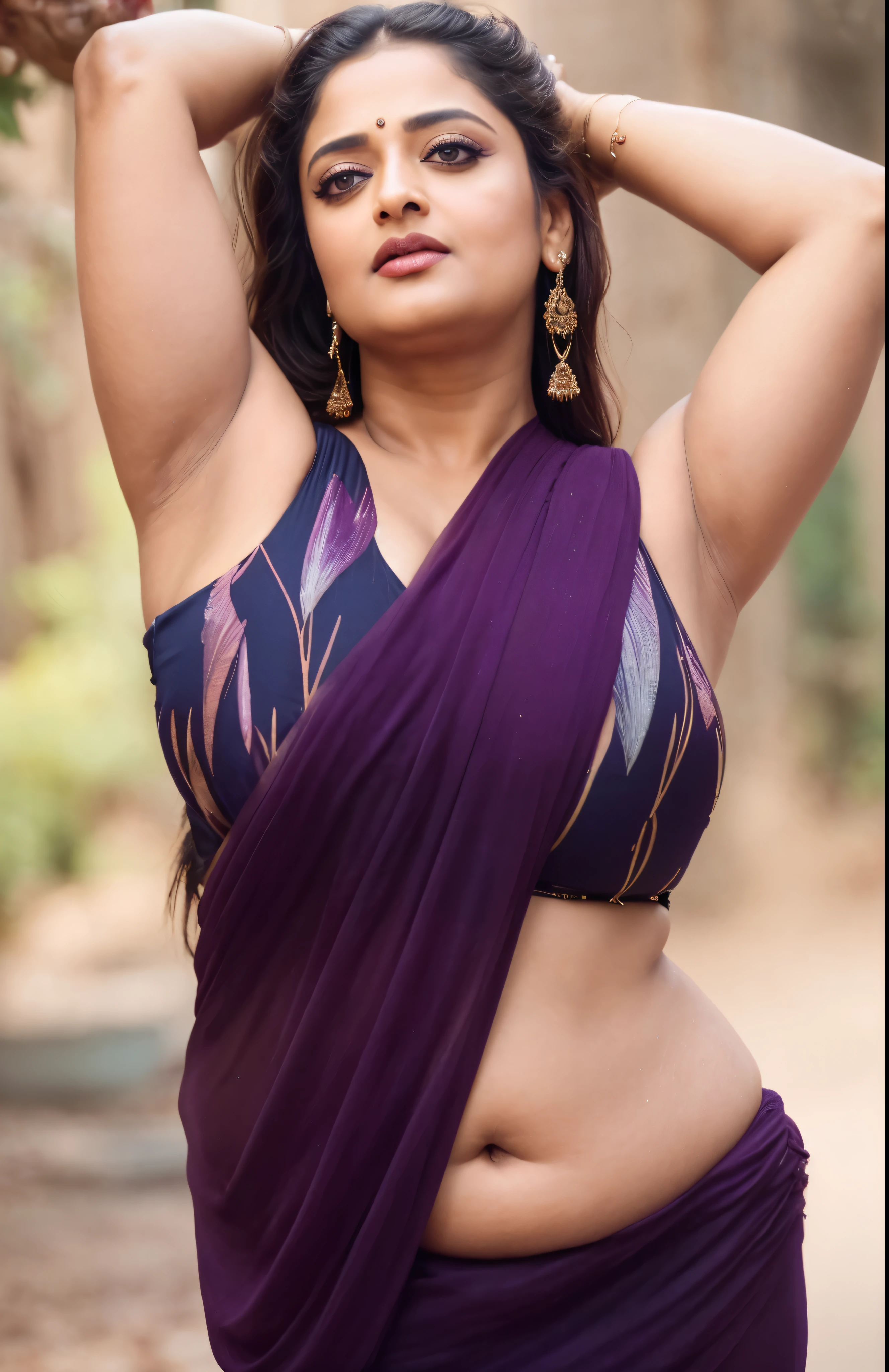 50yo mature MILF Anushka Shetty,((best quality)), ((masterpiece)), ((realistic)), eye kajal, mascara, red lips, sensual Beauty, provoking body, extreme sweat, sweat soaked skin, slight stretch marks, alluring figure,  bulging figure, thick charming lady, curvy, thick navel, full figured woman, eye kajal, massive breast, full body, styled hair, pierced eyes, female face,royal aura, trend on artstation , sharp focus, studio photo, intricate detail, very detailed, detailed eye, illustration, very detailed, sharp focus, digital render, professional, 4k