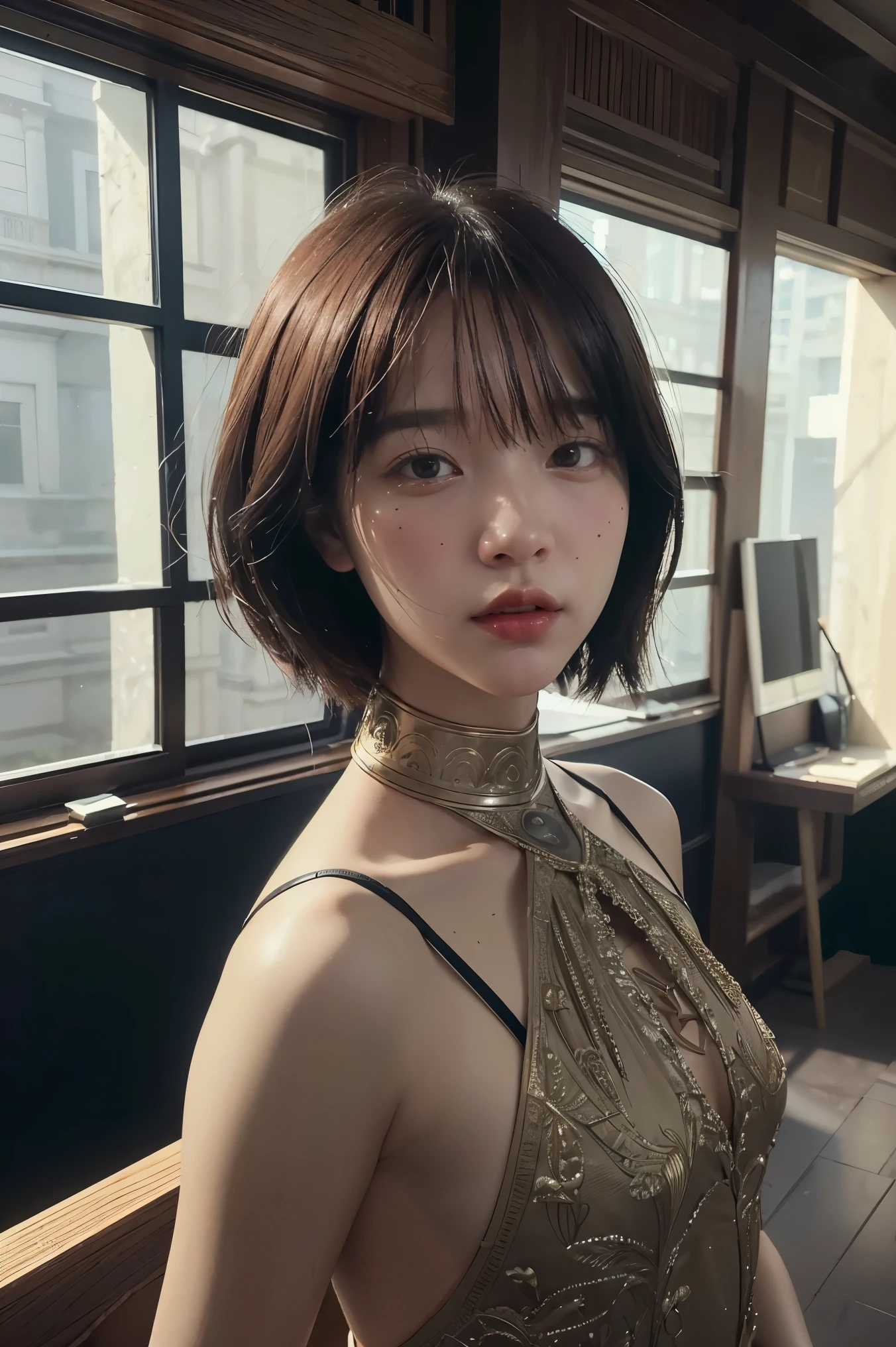 iu1, serious look, bob cut hairstyle, modelshoot style, (extremely detailed CG unity 8k wallpaper), full shot body photo of the most beautiful artwork in the world, medieval armor, professional majestic oil painting by Ed Blinkey, Atey Ghailan, Studio Ghibli, by Jeremy Mann, Greg Manchess, Antonio Moro, trending on ArtStation, trending on CGSociety, Intricate, High Detail, Sharp focus, dramatic, photorealistic painting art by midjourney and greg rutkowski, beautify face,