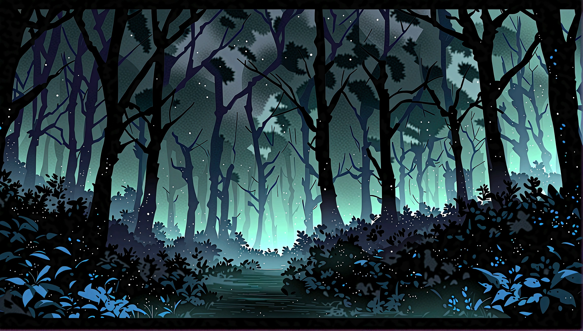 a detailed forest at night, glowing fireflies, moonlight, mist, ancient trees, gnarled roots, dense foliage, mystical atmosphere, (best quality,4k,8k,highres,masterpiece:1.2),ultra-detailed,(realistic,photorealistic,photo-realistic:1.37),studio lighting,physically-based rendering,vivid colors,cinematic lighting,dramatic shadows,lush vegetation,dark and moody,ghibli studio style,mir studio,fantasy,enchanting
