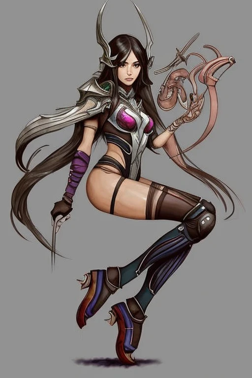 Un primer plano de una mujer con un traje sosteniendo una espada, cushart krenz arte clave femenino, muslos gruesos y lisos de warframe, biomechanical oppai, oppai ciberpunk, finos detalles. chicas de primera linea, lindosexyrobutts, irelia de liga de leyendas, fiora de liga de leyendas, android heroine