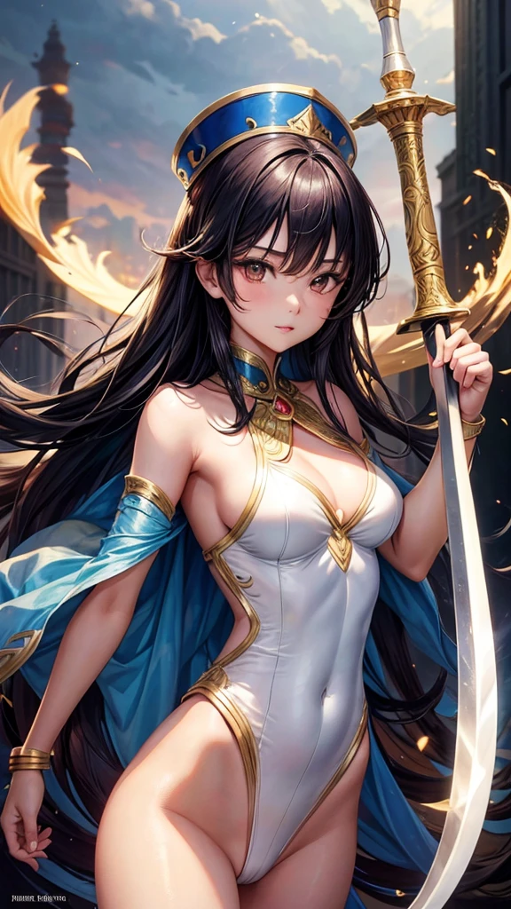 Beautiful Asian girl, 18 years old, Naked knight girls, sexy lady, medium breasts, camel toe, long sword,