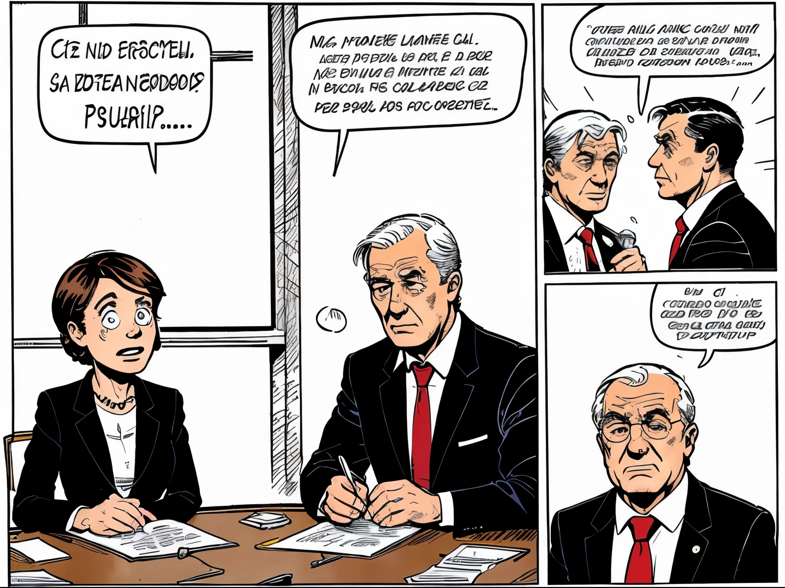 bureau d'un parti politique, (personnes tristes),(comic strip)