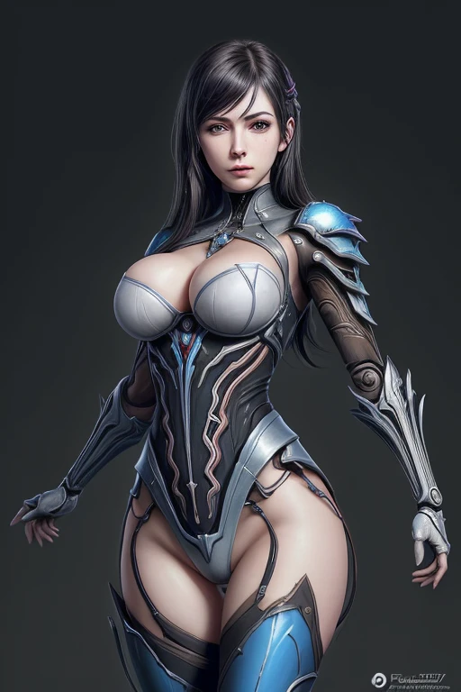 Un primer plano de una mujer con un traje sosteniendo una espada, cushart krenz arte clave femenino, muslos gruesos y lisos de warframe, biomechanical oppai, oppai ciberpunk, finos detalles. chicas de primera linea, lindosexyrobutts, irelia de liga de leyendas, fiora de liga de leyendas, android heroine