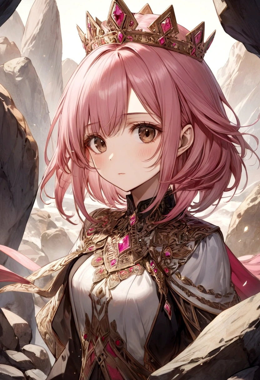 Female, Rock Element, Pink Hair, Brown Eyes, queen