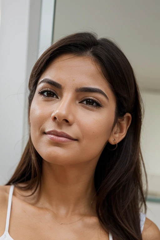 puedes crear una imagen de una mujer sumamente realista, en la que se vea perfectamente su cara, porfavor