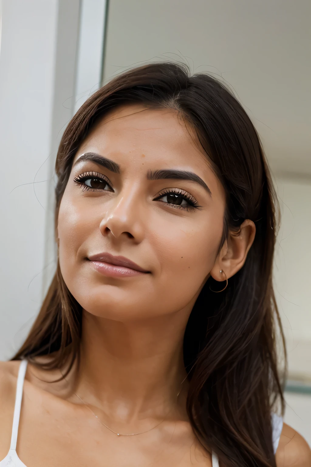 puedes crear una imagen de una mujer sumamente realista, en la que se vea perfectamente su cara, porfavor