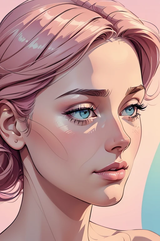 beautiful continuous line art portraits,1girl,1boy,pastel colors,digital painting,intricate line work,minimalist,soft colors,delicate lineart,pastel palette,gentle shading,high quality,detailed facial features,expressive poses,stylized,elegant,dreamlike,ethereal