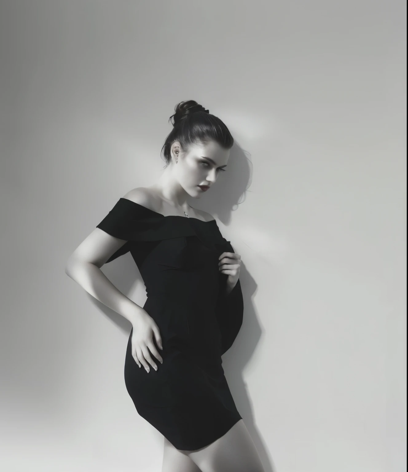 беременная photoshoot, in a black dress, Shadows, world, Glare, photoshoot, fashion model
