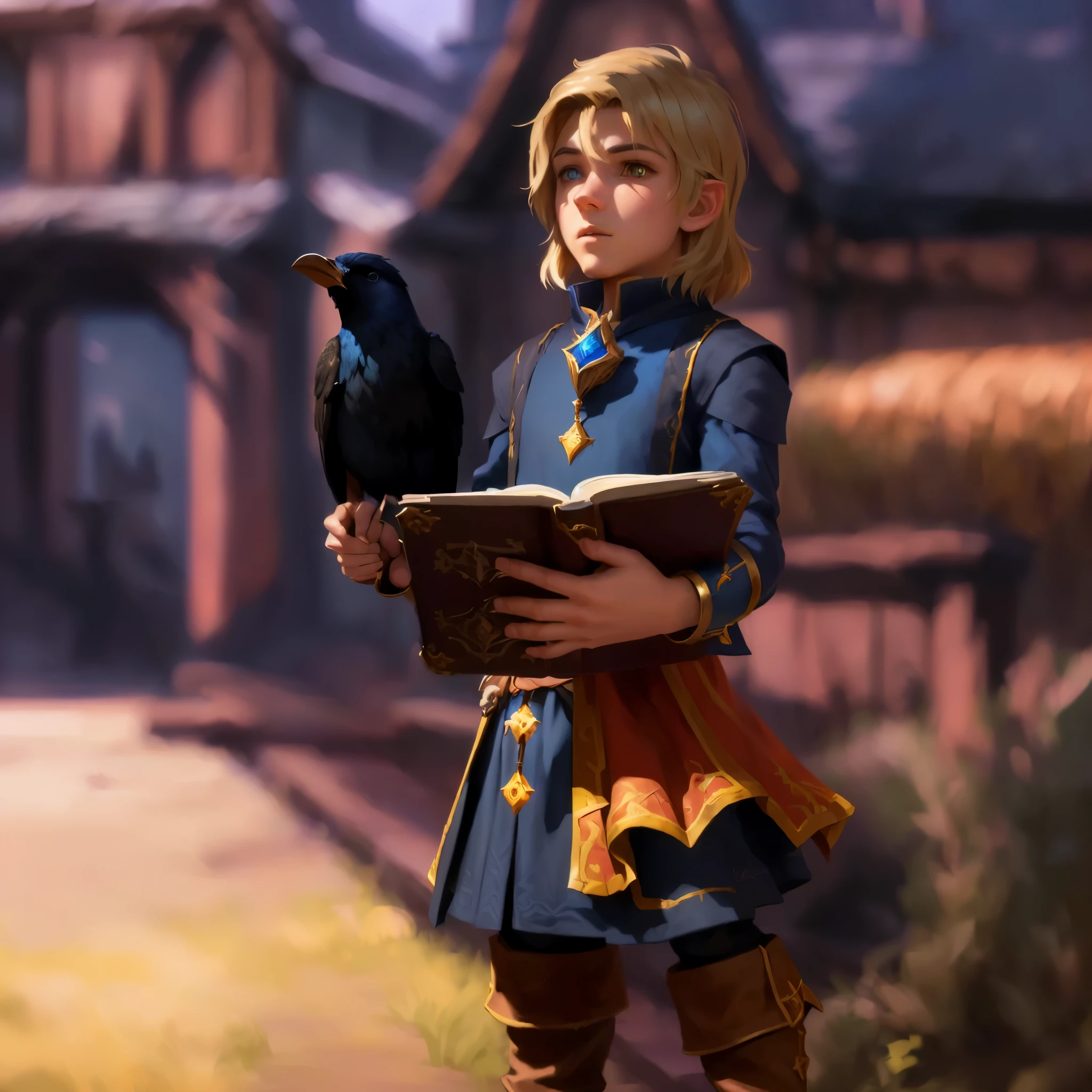there is a cartoon image of a boy holding a bird, a young male wizard, fantasy rpg book illustration, rpg book portrait, epic mage character, gnome artificer, realistic fantasy render, fantasy book illustration, rendered art, background artwork, portrait of an effeminate male mage, medieval fantasy game art