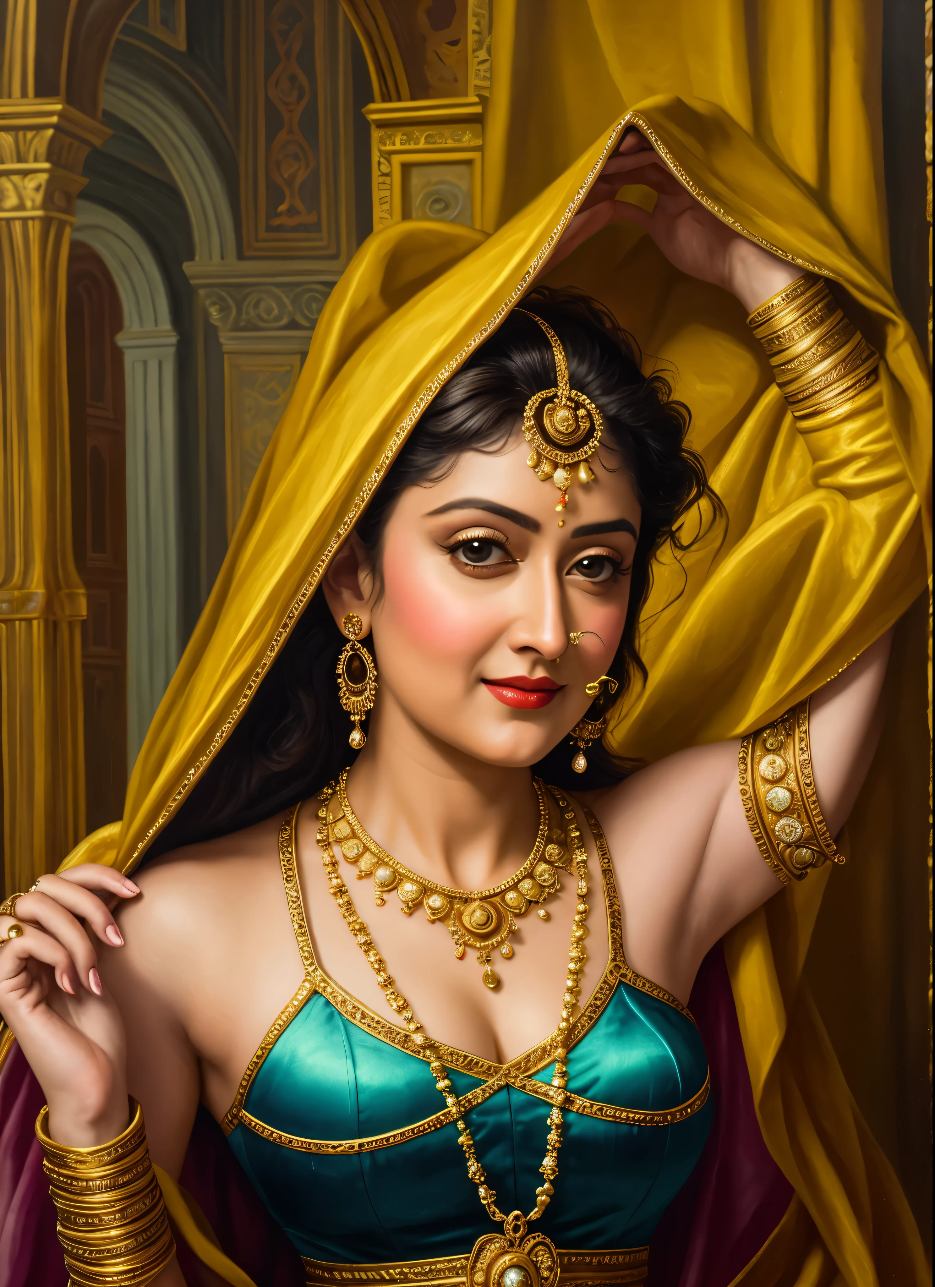 Looks like Anushka Shetty, Masterpiece, Best quality, high clarity eyes, beautifully styled hair, critically flawless,sharp picture, Full portrait, High pixels, perfect face, perfect eyes, beautiful face, perfect hands,perfect fingers, in Peter Paul Rubens style, by Peter Paul Rubens, baroque style, acrylic on canvas, highly detailed, description: "Create a nymph inspired by the tales of Greek or Roman mythology, embodying the essence of a natural element or location, and possessing a unique ability or trait that sets her apart."
