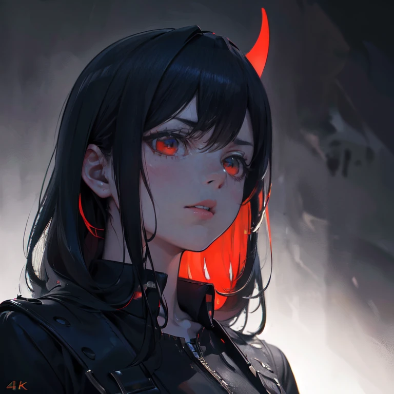 1 girl, demon, crazy expression, evil, red eyes, black blue hair with highlights, (best quality,4k,8k,highres,masterpiece:1.2),ultra-detailed,(realistic,photorealistic,photo-realistic:1.37),intricate details, dark fantasy, chiaroscuro lighting, ominous atmosphere, dramatic contrast, deep shadows, moody colors, blue and red tones