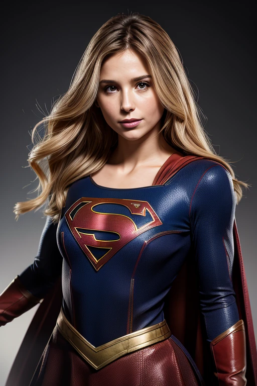 Portrait of Supergirl, gorgeous, dynamic pose, highly detailed, perfect composition, UHD, intricate