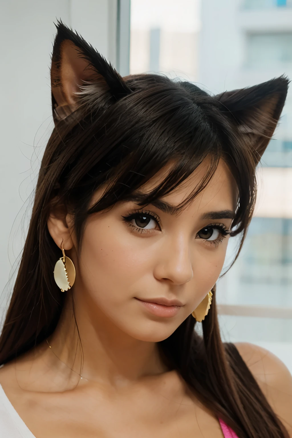 Mujer con orejas de gata estilo anime