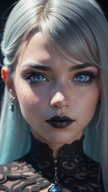((mejor calidad: 1.5)) ((obra maestra: 0.8)), detalles intrincados, Sharp focus, Profesional, vida real, realistic face representation, dim volumetric lighting, dynamic pose, al estilo de las representaciones realistas e hiper detalladas BREAK (detailed 30 year old android woman, (((opaque gothic eye makeup, retrato) ojos azul hielo, pelo corto de jengibre, lados afeitados), determined expression)), Fotorrealista, Hyper realistic, 8K