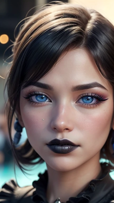 ((mejor calidad: 1.5)) ((obra maestra: 0.8)), detalles intrincados, Sharp focus, Profesional, vida real, realistic face representation, dim volumetric lighting, dynamic pose, al estilo de las representaciones realistas e hiper detalladas BREAK (detailed 30 year old android woman, (((opaque gothic eye makeup, retrato) ojos azul hielo, pelo corto de jengibre, lados afeitados), determined expression)), Fotorrealista, Hyper realistic, 8K