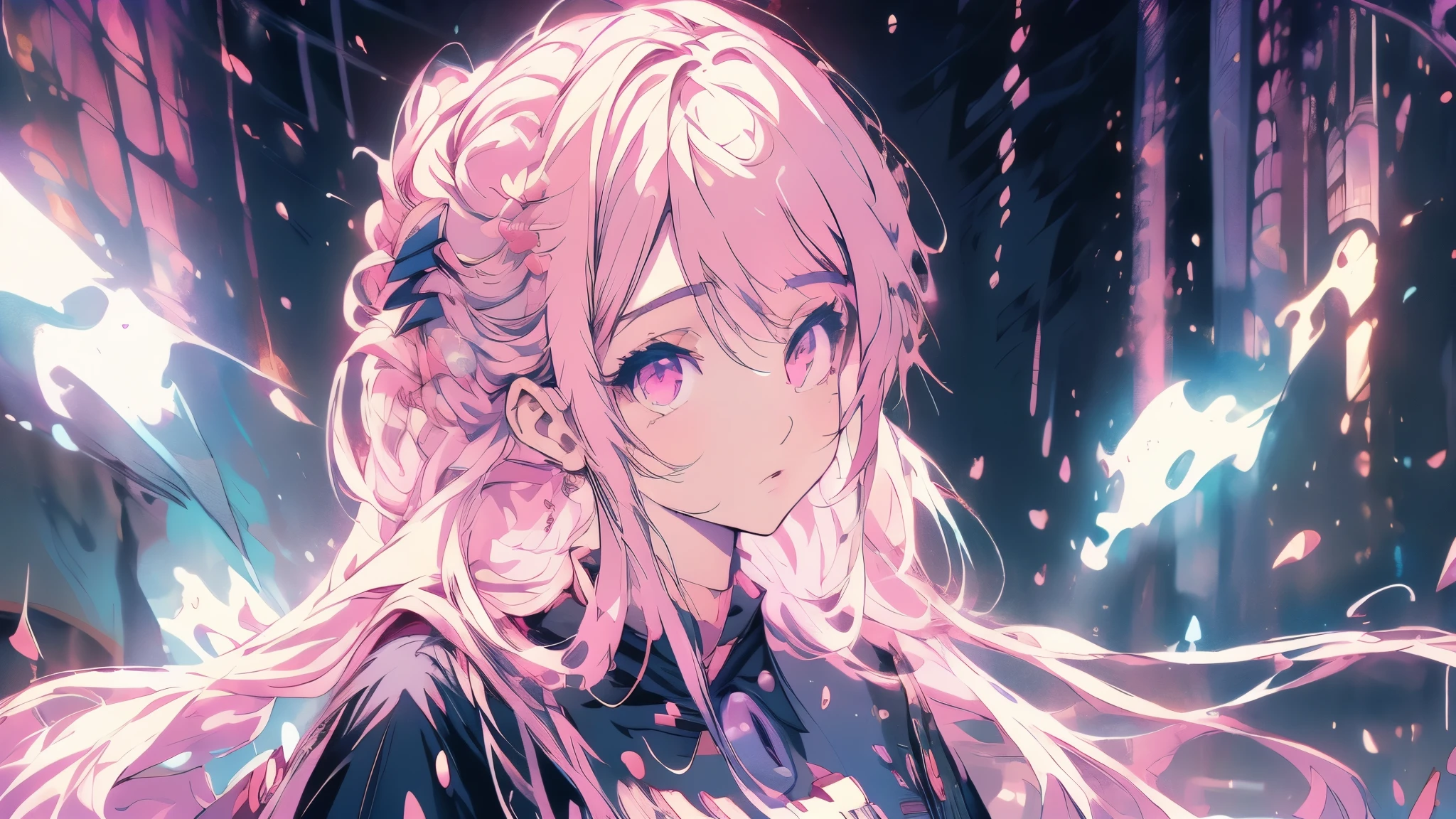 Chica anime con cabello rosado y ojos azules parada frente a un espejo., estilo anime 4k, arte de anime digital detallado, hermoso retrato animado, retrato detallado de chica anime, Cabello rosado y ojos cian., Fondo de pantalla de arte anime 4K, Fondo de pantalla de arte anime 4k, lindo retrato de chica anime, retrato chica anime, Fondo de pantalla animado 4K, lindo retrato de chica animes
