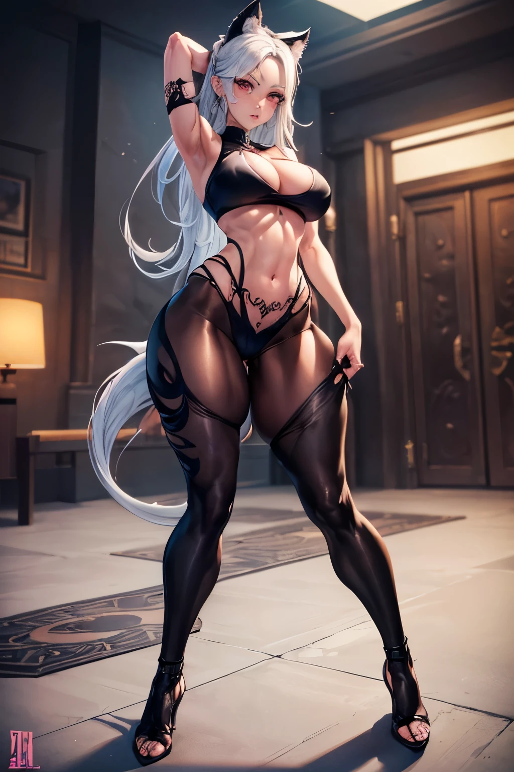 (Skinny slender body:1.2), (Loona:1.2) (from helluva boss), (bending over:1.2), (lifting ass), presenting tight thighs, (drawn by zaush and adam wan, personalami, scappo in the art style of miles df:1.2), (round breasts), (bubble butt), (wide hips:1.1), (slim waist:1.1), (thick thighs:1.1), (detailed face and eyes:1.2), masterpiece, 8k, highest quality, UHD, HDR, (after workout), (ripped spandex goth clothes:1.2), (tail), (full body tattoos:1.2), (detailed hand and finger:1.2), (medium breasts:1.2), (busty), (deep cleavage:1.2), (labia outline:1.3), (hard teat:1.3).