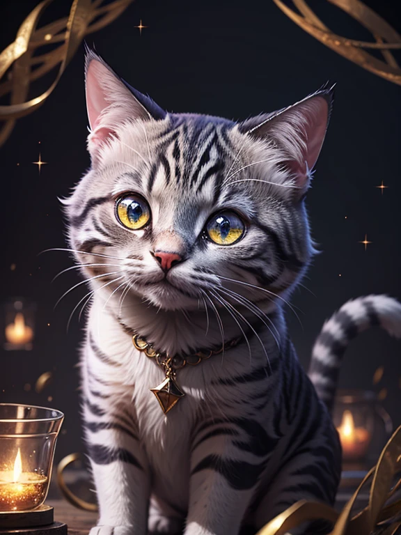there is a cat with a lot of glitter on its face, 4k highly detailed digital art, highly detailed digital art, digital art. highly detailed, beautiful digital artwork, 4k detailed digital art, cute detailed digital art, highly detailed digital artwork, amazing detail digital art, ultra detailed digital art, ultra-detailed digital art, amazing digital art