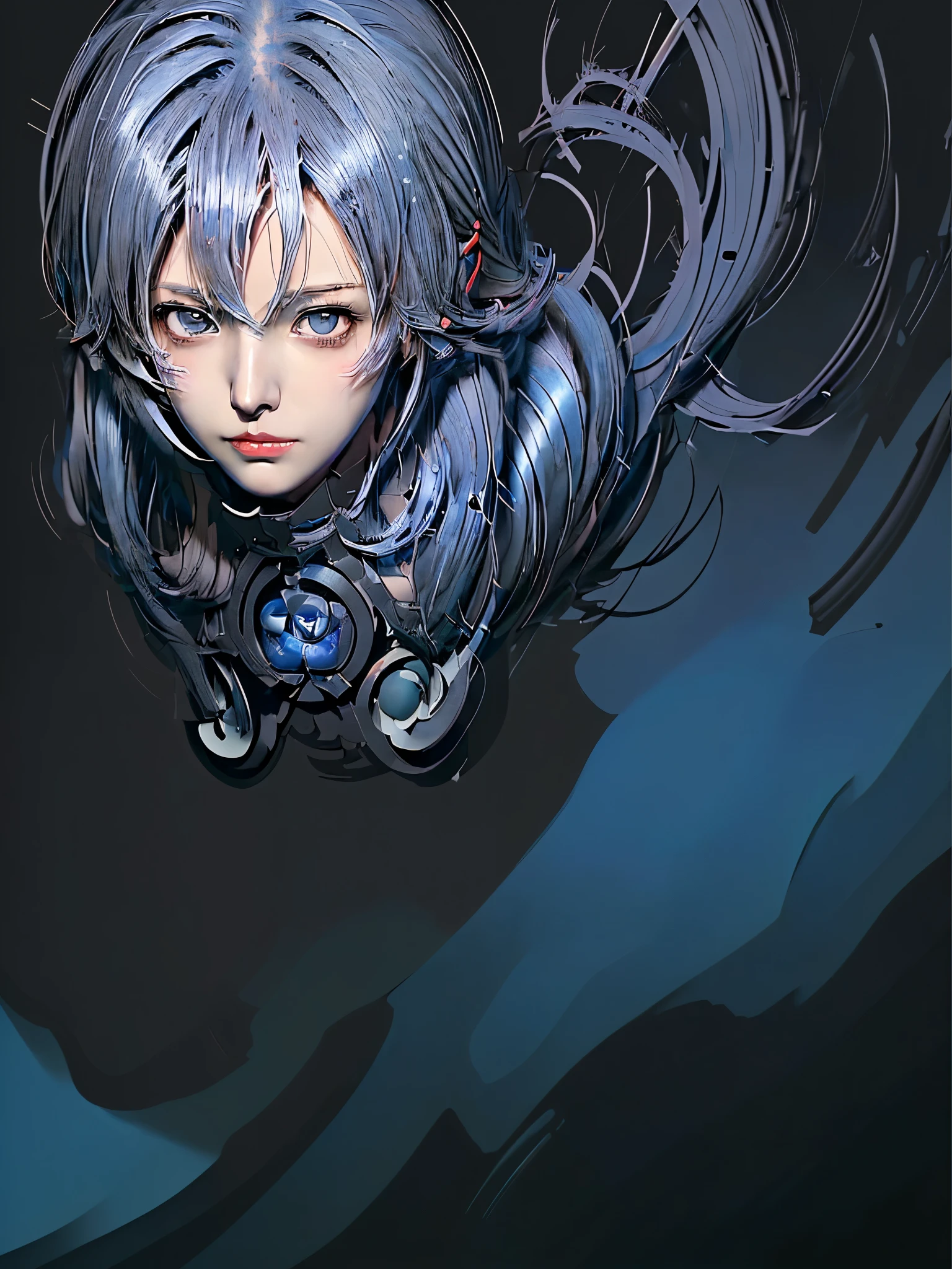 Close-up of woman wearing blue shirt and black top, Robot 18, Anime style 4K, 4k comics wallpaper, Extremely detailed artger, 4k anime wallpaper, Anime Wallpaper 4K, anime wallpaper 4k, alice x. open, High-quality fanart, Realistic anime 3D style, Anne Leonhart, Anime Art Wallpaper 4K