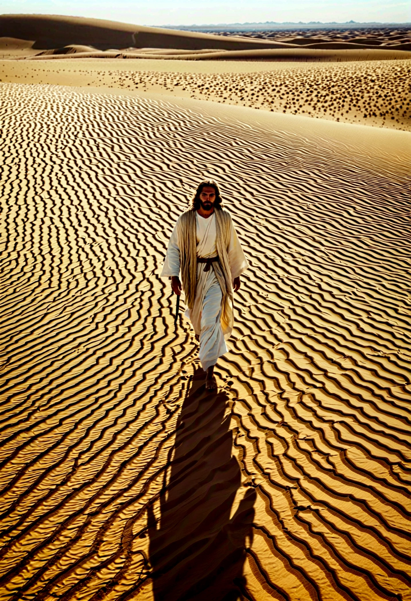 jesus andando no deserto com milhoes de pessoas em filarada