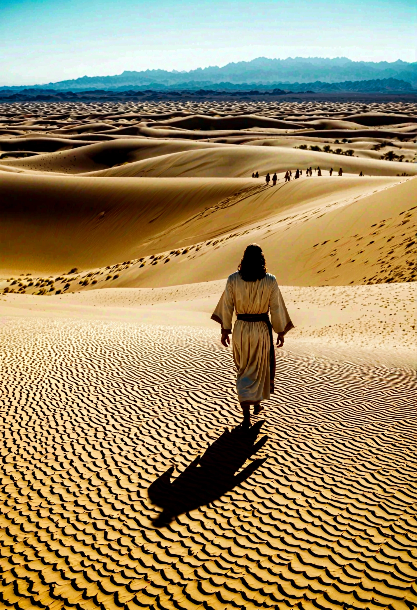 jesus andando no deserto com milhoes de pessoas em filarada