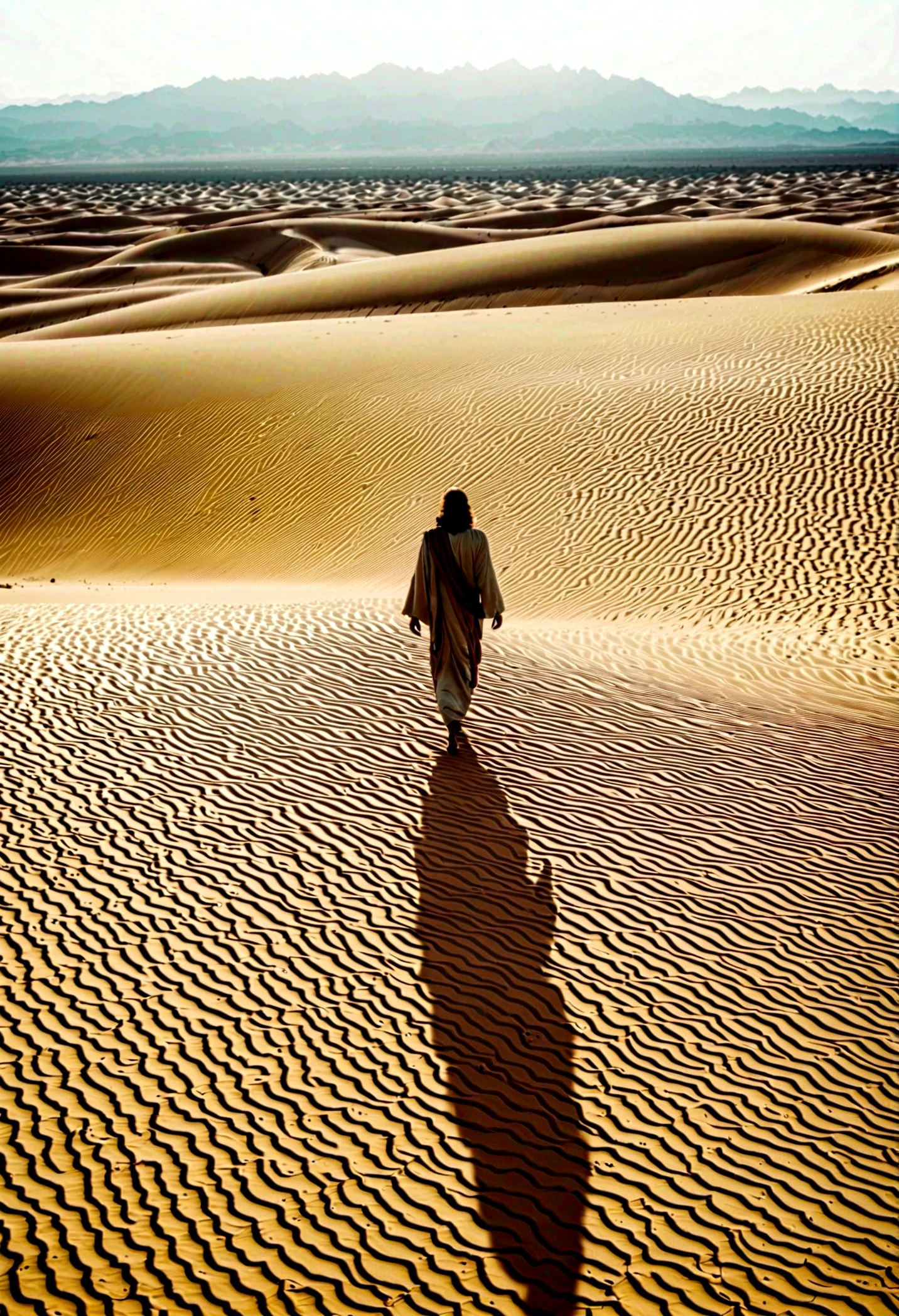 jesus andando no deserto com milhoes de pessoas em filarada