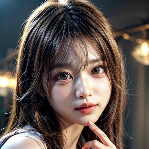 (highest quality,Super detailed,Physically Based Rendering:1.2), (RAW, Realistic, Photorealistic:1.37),Portraiture,Beautiful young woman with Delicate facial features,Soft lighting, ((Playfully licking finger with tongue, Gently placing a finger in the mouth)), (Close-up shot of sensual lips),Cheeks turn slightly red,A gentle and captivating gaze, cute BabyLike finger . Studio gray background, Light Particles, many blurred colorful Lights (dazzling bokeH) . BREAK . (((NOGIZAKA face variations))) Extremely Detailed very KAWAII face variations, elaborate detailed Eyes with (sparkling highlights:1.2), (Voluminous long eyelashes:0.9)、Glossy RED Lips with beautiful details, Coquettish tongue, Rosy cheeks, Radiant PearlSkin with clear transparency, (Natural:0.7) Detailed FlawlessSkin with glowing DowneyHair . { (Dynamic LifeLike expressions) | :d) }, (large eyes:-1) . mouth_hold