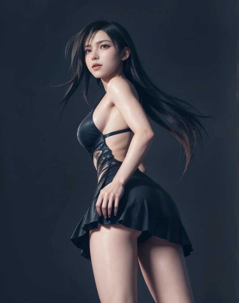 Tifa lockhart, (best quality,ultra-detailed,Realistic:1.37),beautiful detailed face,Perfect symmetry,perfectly shaped body,Perfect makeup,vivid colors,studio lighting