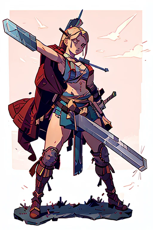 A muscle viking girl wielding a giant sword 