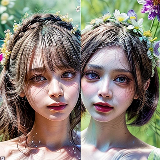 { NSFW | (((No clothes))) }, (Only faces and flowers in composition), (masterpiece, top_quality, beautiful and aesthetic:1.2), ((Ultra-detailed)) (Photorealsitic, HyperRealism:1.37), (colorful), (many colors:1.28), { (petals1.5) }, ( Dazzling Self-Luminous floral background:1.4), ((Close-up girls)), (((Extremely detailed NOGIZAKA face variations))), All Faces surrounded by flowers, (Radiant PearlSkin, Elaborate detailed Eyes with sparkling highlights), (Space Filled with all flowers), { (Bodies covered with fresh flowers:1.28) | (Flower outfits made from fresh flowers) | (invisible body:1.4) }, ((open_mouth)), (body:-1) .