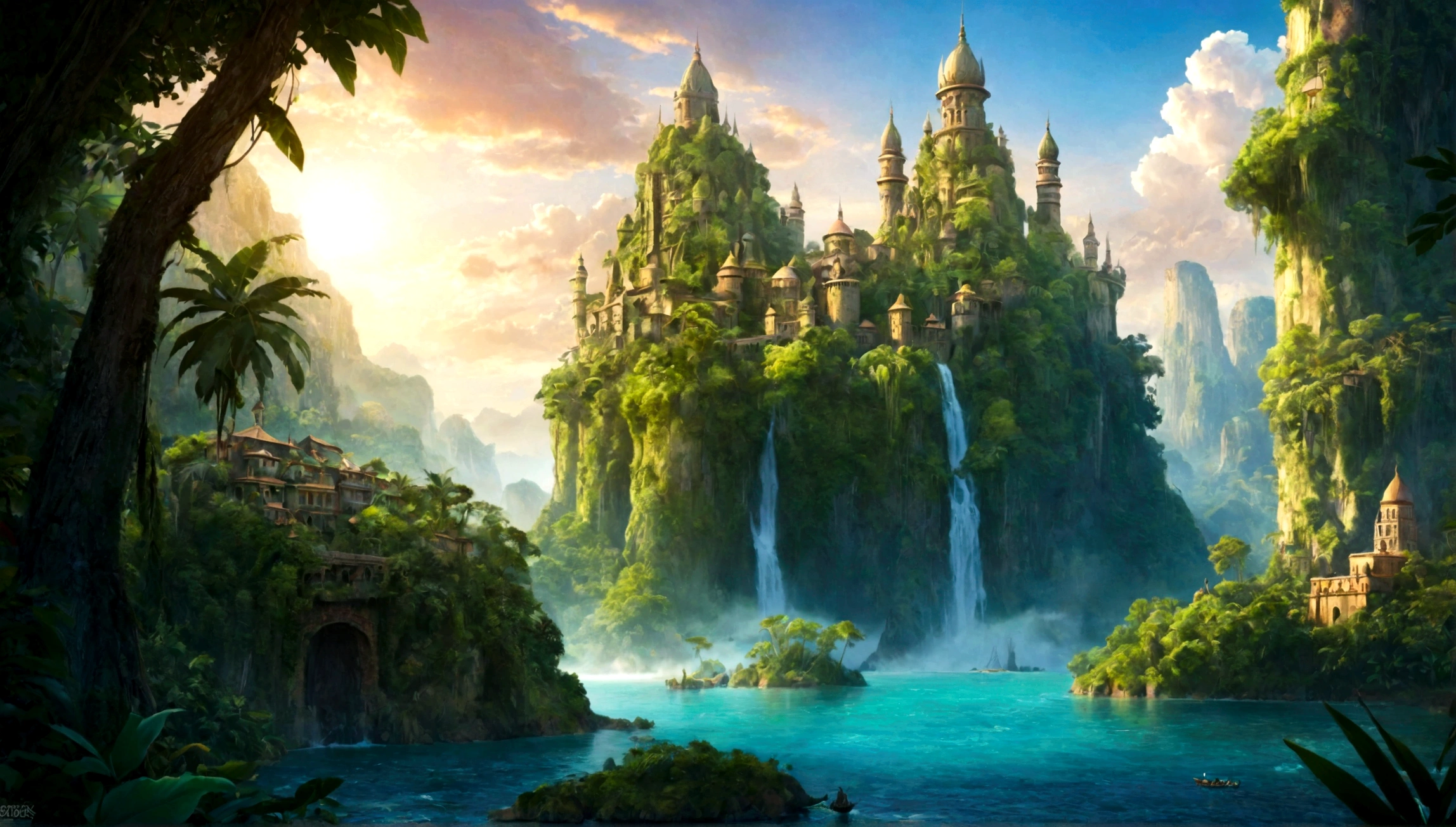 jungle, jungle city, city, city in jungle, fairytale city, magical city