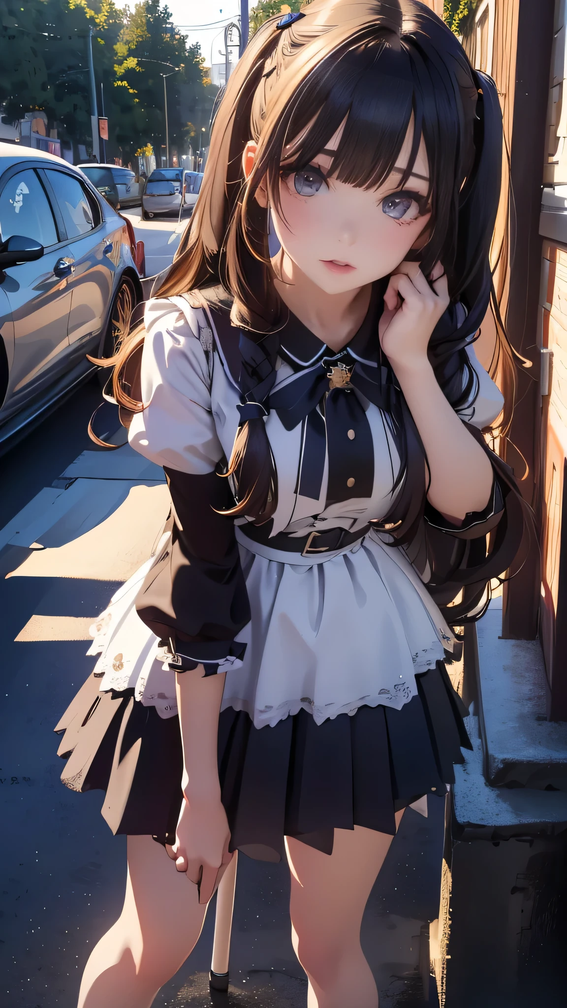full body,high school girl,(leaning forward:1.2),(random hairstyle),(Highest image quality,(8K), Ultra-realistic, Best Quality, High quality, High Definition, high quality texture, high detailing, Beautiful detailed, fine detailed, extremely details CG, Detailed texture, realistic representation of face, masterpiece, presence)